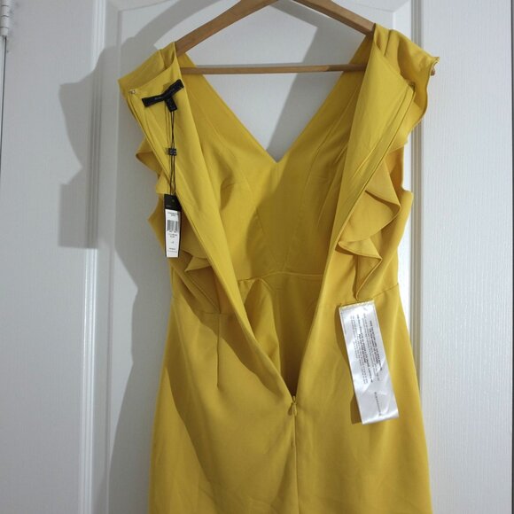 COPY - BCBG MAXAZRIA Tyrah Sleeveless Ruffle vneck Dress Ceylon Yellow size 2 - Picture 3 of 7